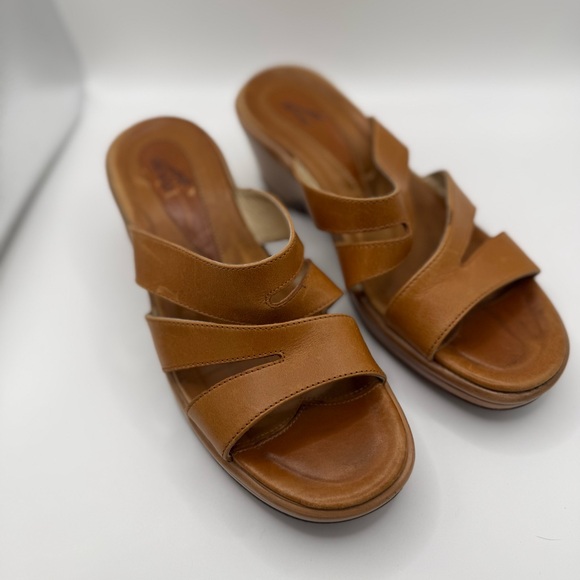 Dansko Shoes - Dansko Brown Leather Wedge Slide Sandals Size 37 (US 6.5-7)